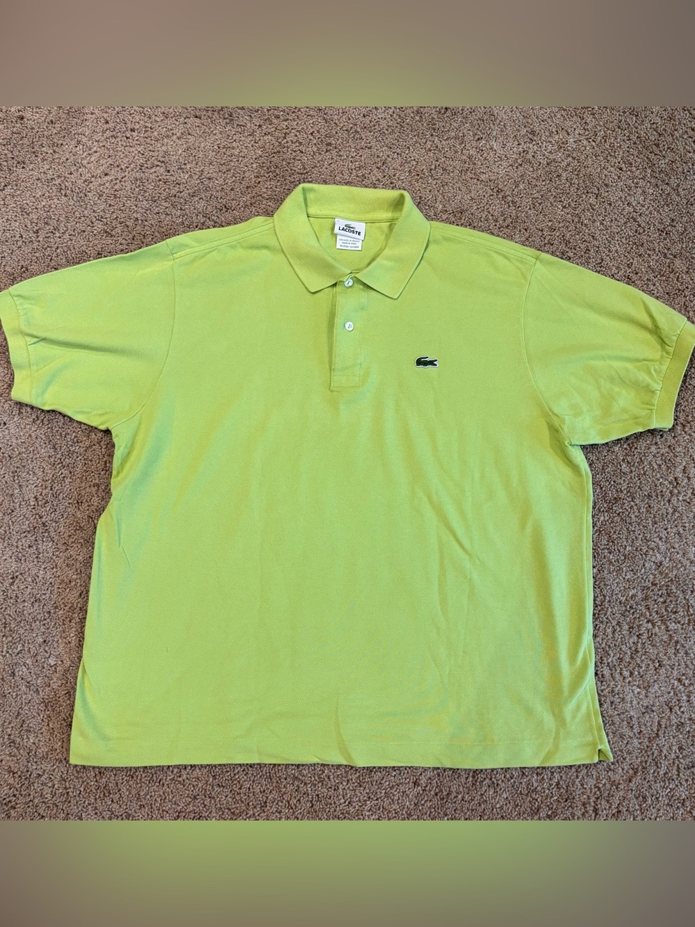 Lacoste Men’s Lime Green Polo Shirt, size 7